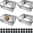 4 Pcs Large Stainless Steel Litter Box 17.7" X 13.8" X 5.9" Metal Cat Litter Box with 30 Pcs Non-Slip Gaskets Large Litter Pan for Cat Kitties No Smell Non Stick Pet Toilet Supplies