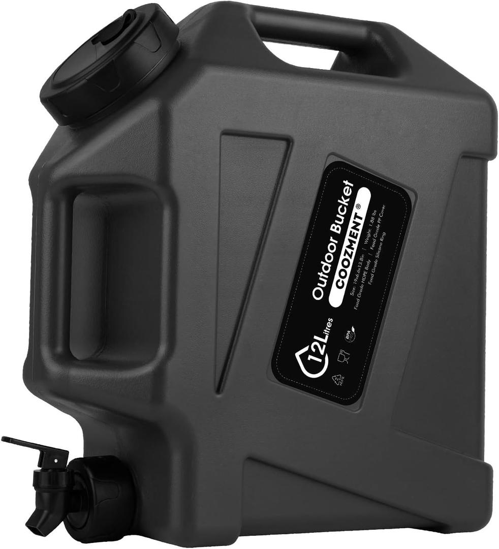 COOZMENT 3.2 Gallon/5 Gallon Water Containers with Spigot, BPA Free Water Jug, Military Green Water Tank, Multifunction Water Storage Containers for Camping Outdoor Hiking,Emergency Stroage