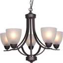 5 Light Shaded Contemporary Chandeliers with Alabaster Glass Oil Rubbed Bronze Modern Light Fixtures Ceiling Hanging Rustic Pendant Lighting for Dining Room Foyer Bedroom Living Room