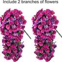 Hibiscus Artificial Fake Hanging Flowers Plants for Outdoor Spring Decoration, 2PCS UV Resistant Faux Hibiscus Silk Flowers Realistic Look Real for Planters Outside Porch Patio Yard, Violet Fuchsia