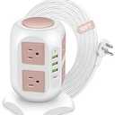 Rose Gold Power Strip Desk Accessories for Women, Girls - Flat Plug Outlet Extender (8 Outlet 4 USB Port) - 10FT Extension Cord Tower Surge Protector - USB C Charging Station - Home Office Room Decor