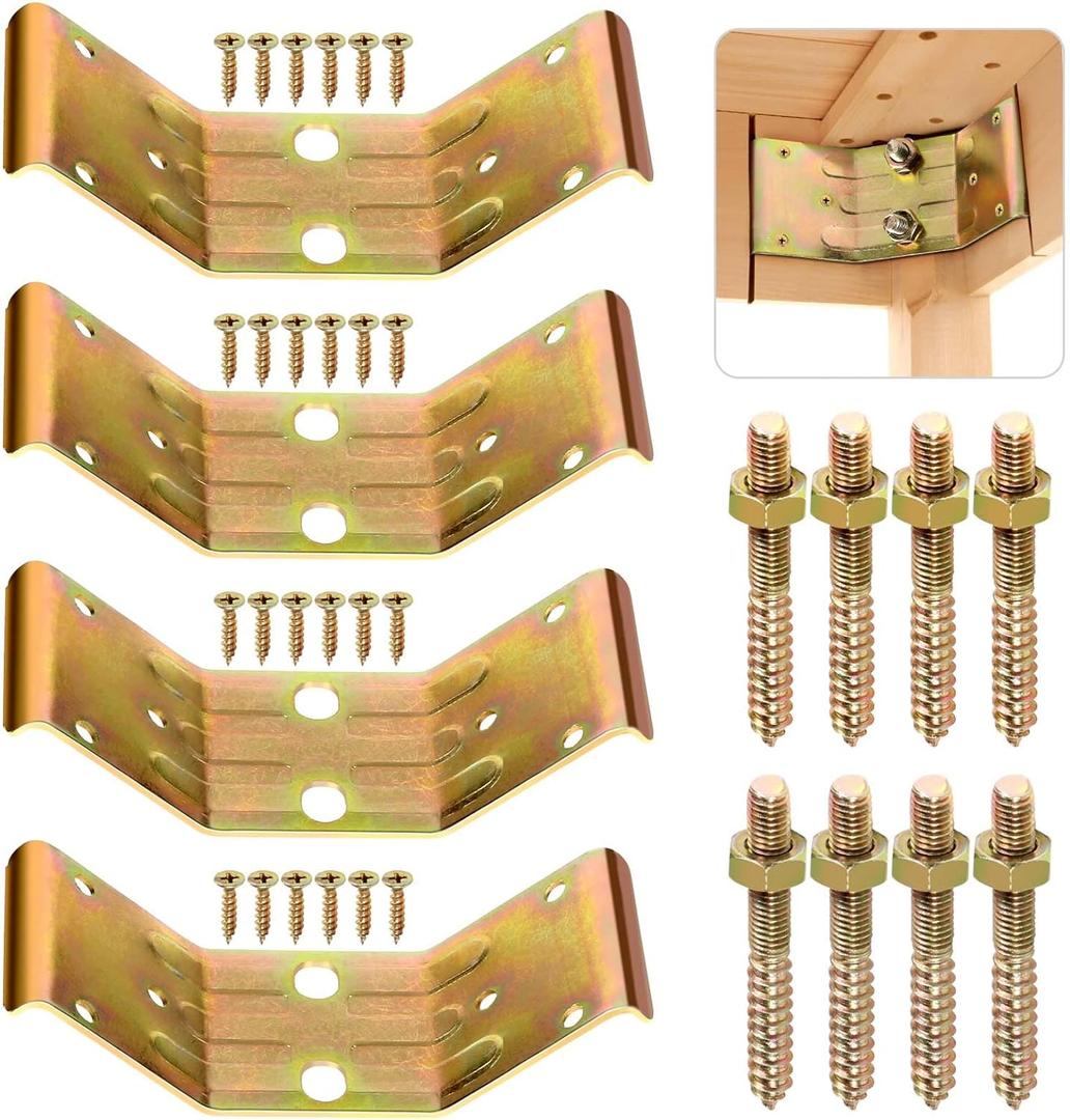 Kerf Mount Corner Bracket, Set of 4 Surface Mount Corner Bracket for Table Aprons, Connection Table Top, Legs, Frame, Repairing or Building Table (4)