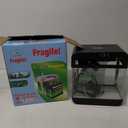 Fish Tank 2.2 Gallon Fish Bowl with Humidifier 7 Color Auto-Looping Light 3 in 1 Quiet Pump with Filteration & Oxygenation & Circulation, Temperature Display, HD Float Glass, Thickened Base (Smart-Black)