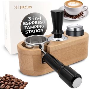 SIRCLES Espresso Tamping Station 58mm - Premium 3-in-1 Espresso Tamper Station, Distributer and Portafilter Holder - Espresso Organizer Station