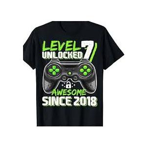 7th Birthday Boy Level 7 Gamer 7 Year Video Game Party T-Shirt S