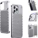 Compatible with iPhone 15 Pro/Pro Max Metal Case [Aviation Aluminum Alloy] Ultra-Thin Frameless Slim Lightweight Heat Dissipation Cooling Camera Cover Protective Cases (Silver,Pro)