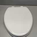 Mayfair Linden Slow Close Toilet Seat, Non Slip Heavy Duty Wood, Easy Install, Elongated, White