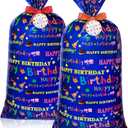 Teling 2 Pcs 70"x 40" Extra Large Jumbo Gift Bags Plastic Present Giant Wrapping Bags with 2 Cord Tie and 2 Gift Tags for Birthday Party Supplies(Birthday Style)