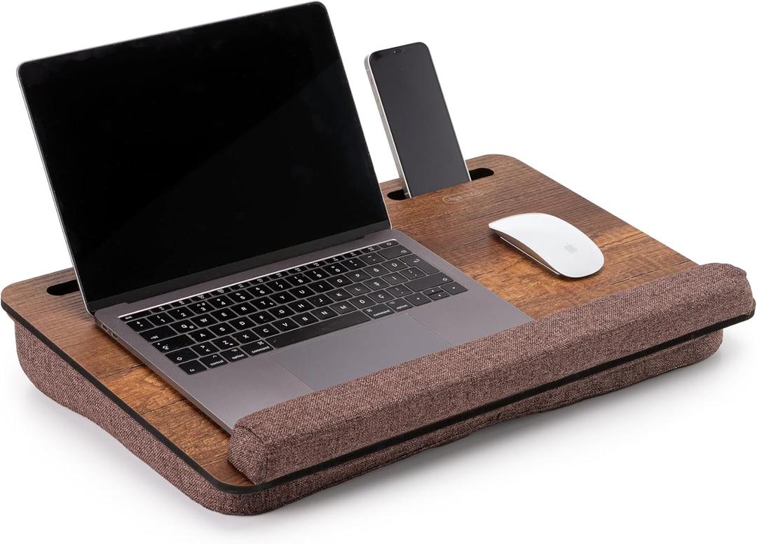 Portable Laptop Desk  Lapdesk with Cushion, Laptop Stand for Bed, Lap Desk for Laptop and Lap Desk for Bed, Portable Desk for Lap top, Notebook Bed Tray (Walnut & Brown)