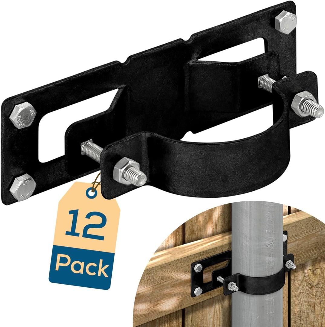 12 Pack Fence Brackets, Black Fence Frame, They use to Attach a Wooden Fence to a Chain Link, Anyone Wants to Convert Their Wooden Poles to Metal Poles (Black)