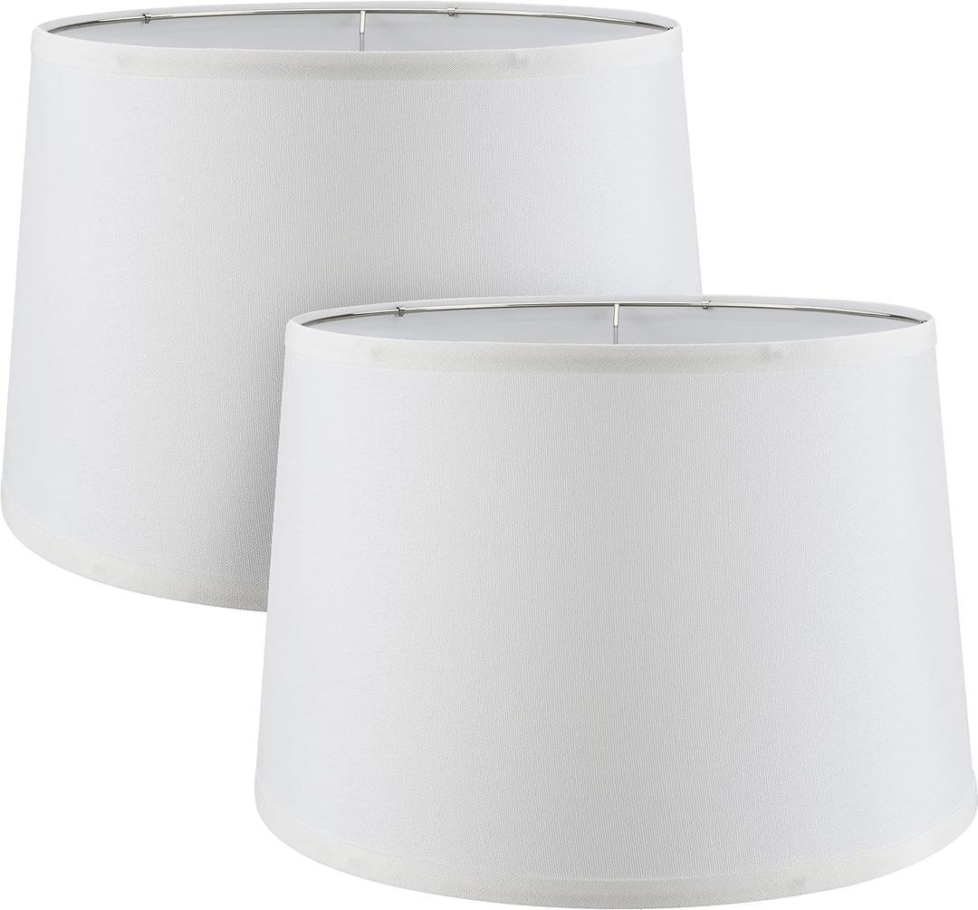 Aspen Creative 38027-2, Empire Collapsible Spider Lamp Shade, White, 13" Top x 15" Bottom x 10" Slant Height, Set of 2