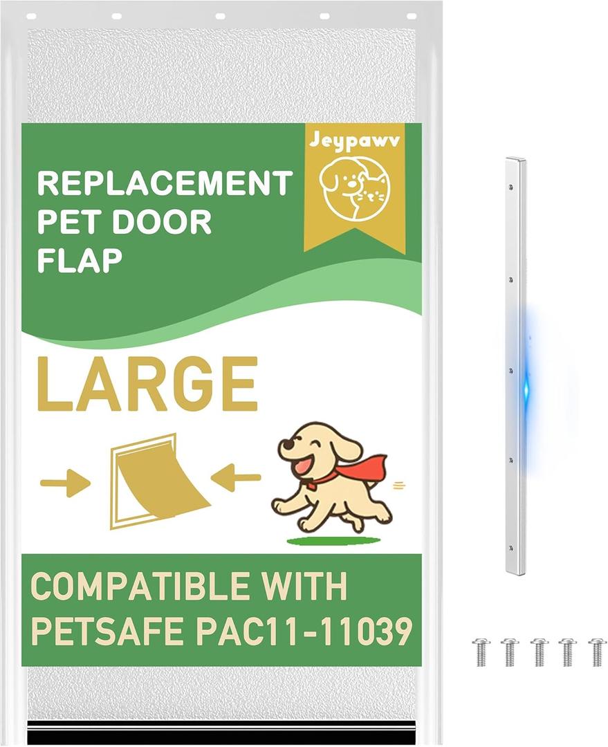 Large Pet Door Replacement Flaps with Metal Bracket and Screws, Dog Door Flap Compatible with Petsafe Freedom Doggie Door Replacement Flaps PAC11-11039 10 1/8" X 16 7/8"(Frosted Transparent)