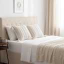 decorUhome Summer Decorative Boho Throw Pillow Cover 18x18, Accent Neutral Textured Tufted Pillow Cover Striped for Couch Bed Sofa, Beige and Cream White, Pack of 1