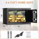 Tenamic Safe Box 0.4 Cuft Fireproof, Waterproof, Keypad Small Cabinet Lock Box, Solid Alloy Steel Office Hotel Home Mini Safe, Black