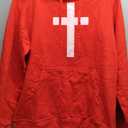 Christian God Jesus Cross White Pullover Hoodie, Red, M