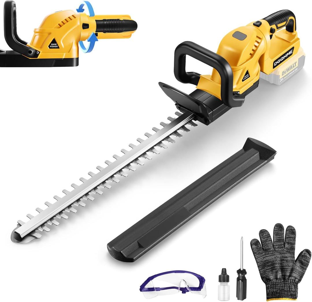 Electric Hedge Trimmer Cordless, Compatible with Dw 20V MAX Battery, Lightweight Hedge Trimmers,3000RPM 180 Rotating Head,3/4" Blade Gap(Battery Not Included)
