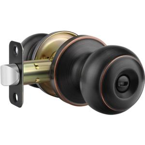 Haidms Oil Rubbed Bronze Door Knobs Interior, Privacy Door Lock Knob for Bedroom, Classic Bronze Interior Door Knobs Round Bathroom Door Hardware(1 Pack)