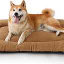 Bedsure Washable Dog Crate Pad for Large Dogs, Anti-Slip Puppy Kennel Dog Bed for Crate - Ultra Soft Fleece Flat Thin Pet Mat (Not Chew Proof), Brown 35"x22"