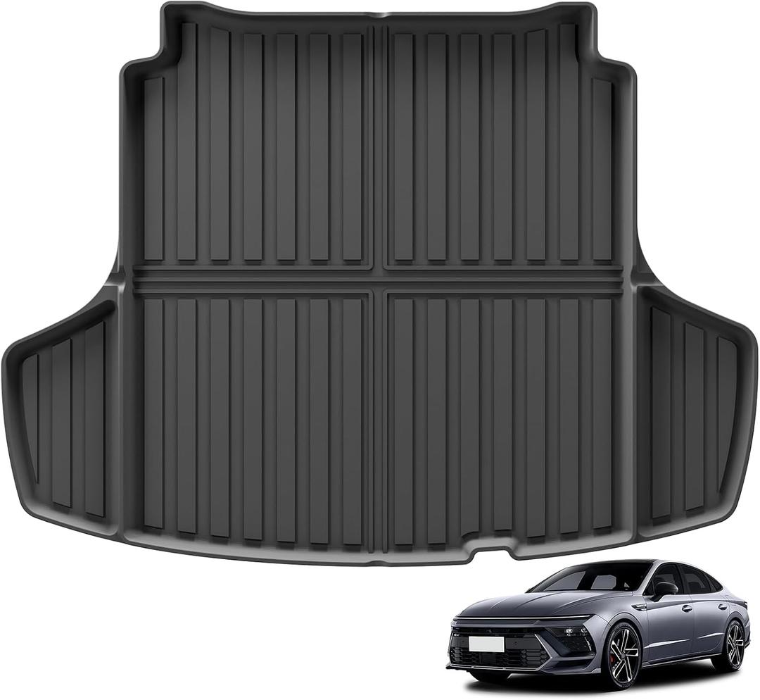 SMABEE Original 2025 Sonata Cargo Liner, Custom Fit for 2021-2025 Kia K5 / 2020-2025 Hyundai Sonata N-line Hybrid All Weather Trunk Mat, TPE 2025 Sonata K5 Accessories Interior Vehicle Mat Black