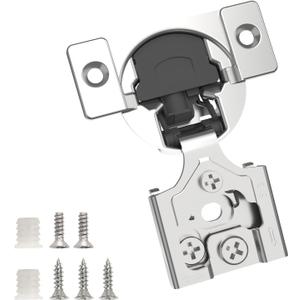 Chibery 50 Pack 3/8" Overlay 3D Soft Close Concealed Hinge for Face Frame Door, Smooth Slow Self Closing Hinges, Satin Nickel, Hidden 105 Open Angle Stainless Steel Hinge for Kitchen Cabinet Door