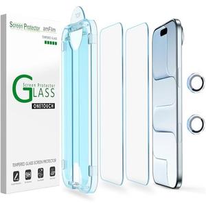 amFilm Auto-Alignment OneTouch for iPhone Air 17 [6.5''] Screen Protector + Camera Lens Protector, Tempered Glass, 30 Seconds Installation, Bubble Free, Case Friendly, Anti-Scratch 2 Pack