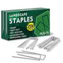 HOUYA 200 Pack Landscape Staples 4 Inch 12 Gauge Garden Stakes Galvanized Garden Staples Ground Pins Anti-Rust Ground Stakes for Weed Barrier, Irrigation Tubing, Yard Lawn, Landscape Fabric