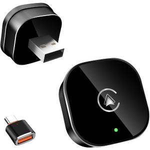 2026 New Wireless CarPlay Adapter for Apple iPhone Android Auto 2 in 1, Mini USB CarPlay Dongle Wired to Wireless, Fast Connection, Compatible with iOS 10+ & Android 11+, Plug and Play (Dark Black)