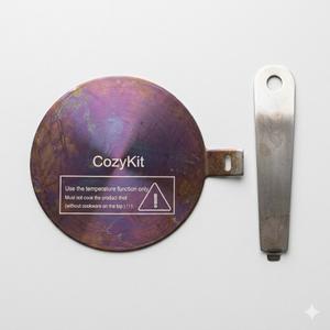 Induction adapter, converter disc for induction cooking plate, heat diffusion plate with detachable handle and base, 20 cm