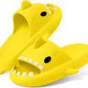 Kids Shark Slides Boys Girls Toddlers Cloud Slides Cute Cartoon Shower Pillow Slippers Non-Slip Novelty Open Toe Sandals with Extremely Comfy Cushioned Thick Sole Yellow 3-4 Big Kid