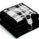 Heated Electric Blanket Full Size - 72"x84" Flannel Heating Blanket with 10 Heating Levels & 5 Time Settings Over-Heat Protection, Winter Warmer for Adults with ETL Certification Black