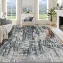 XLUEZ 8x10 Area Rugs for Living Room, Washable Modern Abstract Large Area Rug Neutral Soft Non Slip Kids Rug Stain Resistant Indoor Carpet for Bedroom Nursery Dining Room Office(BlackGreyGold, 8'x10')