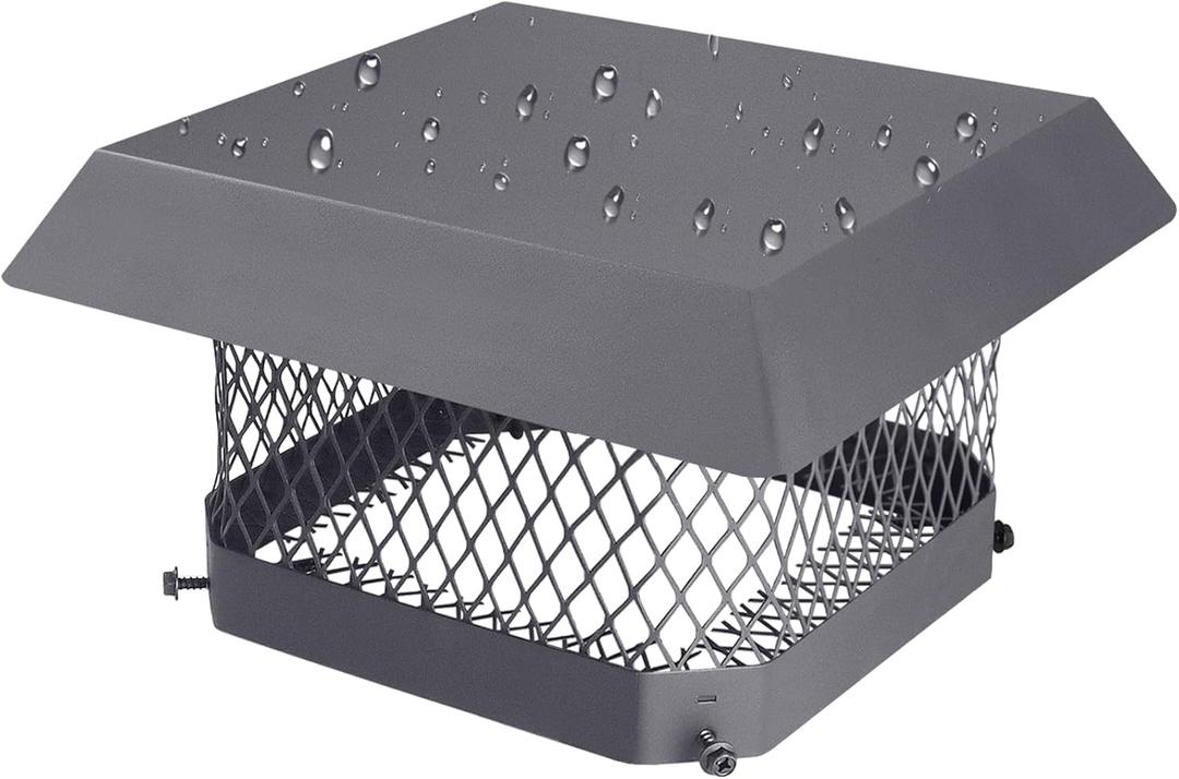 9"x9" Chimney Cap Chimney Cover, Fireplace Chimney Cap for Outside, Chimney Flue Cover Chimney Rain Cap Roof Rain Guard on Existing Flue Tile, Galvanized Steel Chimney Vent Cap W/Screen Hood Plate