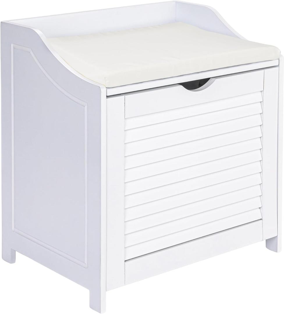 Household Essentials Single Load Hamper Cabinet Seat, White