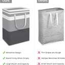 HomeHacks 2 Pack Large Laundry Baskets, Waterproof, Freestanding Laundry Hampers, Collapsible Clothes Hamper with Reinforced Handles in Laundry Room, College Dorm, Bathroom, Bedroom (Grey, 75Lx2)