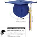 2 x Newrara Graduation Unisex Matte Adult Graduation Cap with Tassel (Royal/Royal Blue Gold)