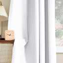 H.VERSAILTEX Linen Look 100% Blackout Curtains 54 Inches Long for Bedroom Full Light Blocking Rod Pocket Linen Textured Thick Window Curtain Drapes with White Backing, Pure White, 2 Panels