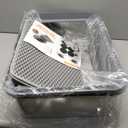 Cat Litter Box Stainless Steel Enclosure, Comfortable Space for Large Cats and Kittens, Easy to Clean Smooth Surface, Durable Metal Build with Cover, Litter Pad, Footboard and Shovel (Dark Gray)