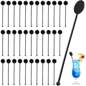 VALICLUD Coffee Stirrers Reusable Drink Stirrers Black Swizzle Sticks 7.08 Inch for Cocktails Whiskey Juice Beverage Mixing Rods for Home Bar Party Wedding