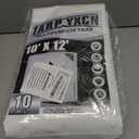 White Tarp 10x12 Feet, 10 Mil Thick Waterproof Poly Tarps Cover UV Resistant, Rip & Tear Proof with Metal Grommets Every 20 Inches