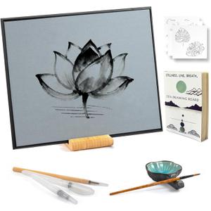 AOVOA Zen Buddha Water Painting Board with Drawing & Breathing Guide - Relaxing Water Drawing Art Set with Brushes and Stencils - Great for Meditation & Mindfulness Practice - Creative Gift