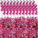 60 Pcs Artificial Faux Bougainvillea Fake Flower Silk Bougainvillea Branches UV Resistant Outdoor Indoor Decoration for Wedding Home Centerpieces Outside Decor (Rose Red)