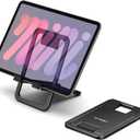 JSAUX Universal Tablet Stand, Portable Foldable Tablet Holder for Desk Compatible with iPad mini/Air, Samsung Galaxy Tab, Kindle Fire, ROG Ally, iPhone and Other Tablets-Black