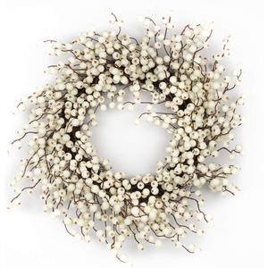 24" Berry Wreaths for Front Door - Water Resistant, Stunning Door Wreath on Grapevine (White Cream Berry)