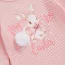 Afunbaby My First Easter Baby Girl Outfit Newborn Onesie Bow Shirt Bunny Romper Bell Botton Pants Summer Clothing Set (Pink)