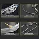 Cubilux 3.5mm 2-Pin 0.78mm Headphone Cable with Microphone, Silver Plated OFC Wires Replacement 1/8 2 Pins 0.78 Earphone Cable with Boom MIC, 4 Feet