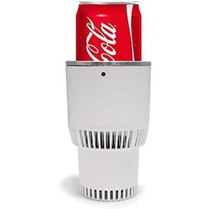 Auto Car Cup Holder Heating Cooling Drinks Smart Cooler Warmer Heater for Coffee Beverage Milk (White with silver)