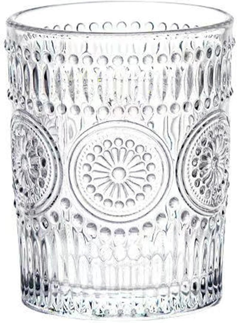 Glass Toothbrush Holders for Bathrooms, 10 oz Clear Tooth Brushing Dispenser, Small Tooth Brush Organizer for Vanity Countertop, Toothpaste Storage Stand, Tumbler Cup for Makeup Brushes (Flat Bottom - Small)