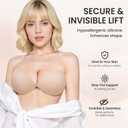 Sticky Adhesive Strapless Bra - Push Up Silicone Backless Bra - Invisible No Show for Backless Dresses - Reusable (Beige)