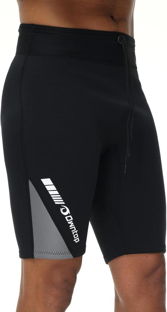 Owntop Neoprene Shorts for Men, 2MM Neoprene Wetsuit Pants, Adjustable Waistband, Lightweight Flexible for Surfing, Diving, Swimming, Jet Ski (Men's Gray, XL)