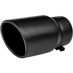 3.5" Inlet Exhaust Tip, Black Stainless Steel Bolt-On Muffler Tip, Car Tailpipe Tip, Slant Cut, Bolt on Installation, 3.5" ID x 4.5"OD x 8.25"L